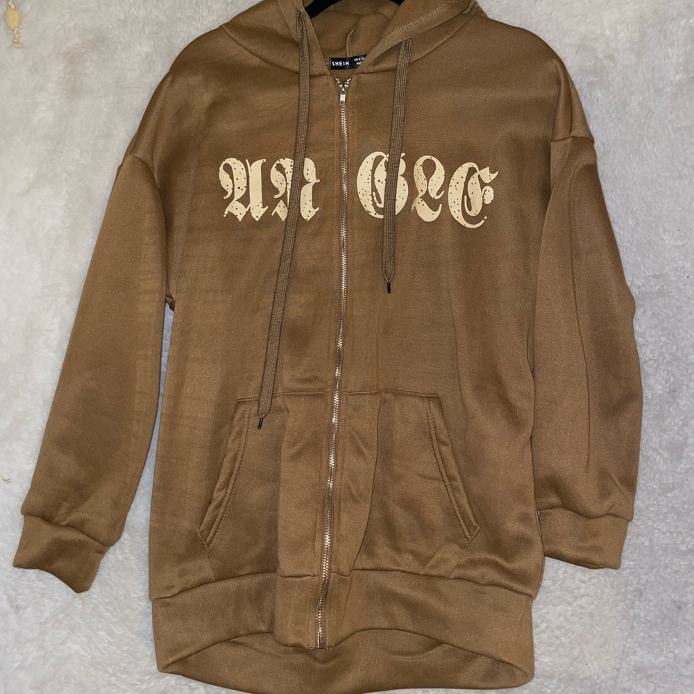 Brown shein zip up hoodie